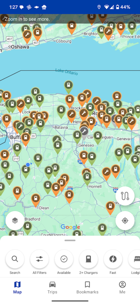 Map of EV charging Stations